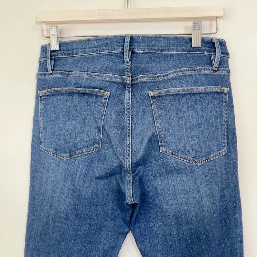 Frame Le High Skinny Medium Wash Chew Hem Jeans - Picture 8 of 12
